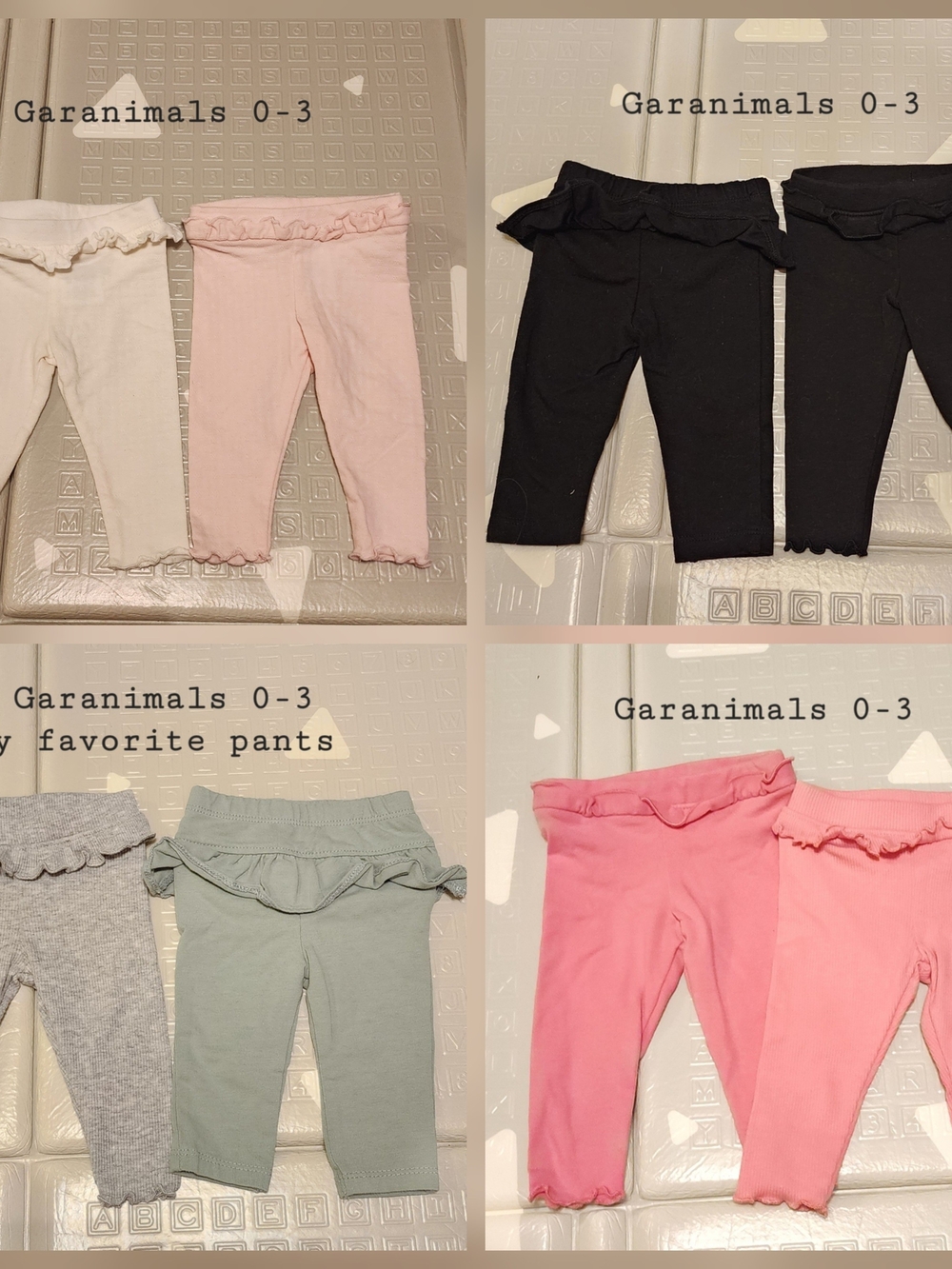 2 Pair Of Garanimals Ruffle Waist Baby Leggings 0-3months